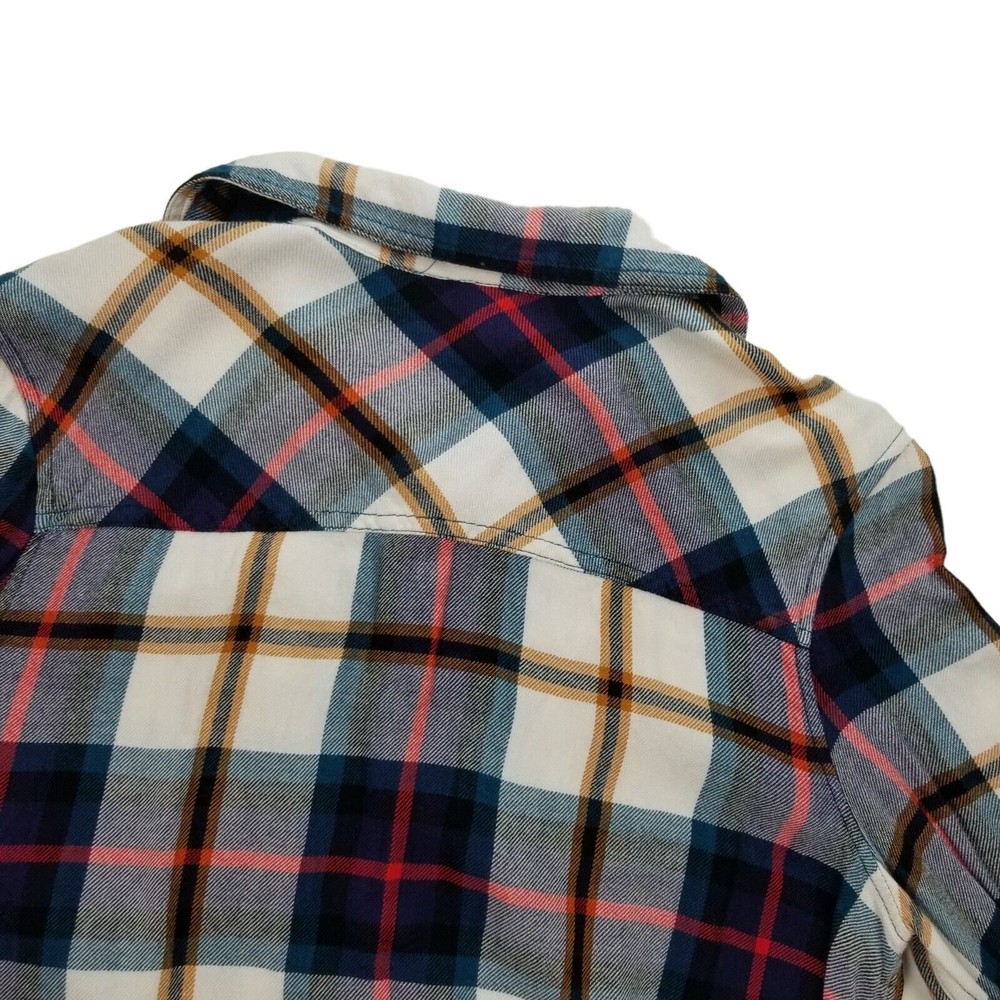 Aeropostale Button Up Long Sleeve Casual Flannel Shirt Womens S Blue Red Rayon - Picture 7 of 13